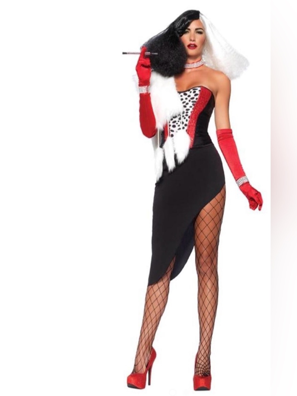 Cruella-Inspired Black, White and Red' Costume Dress